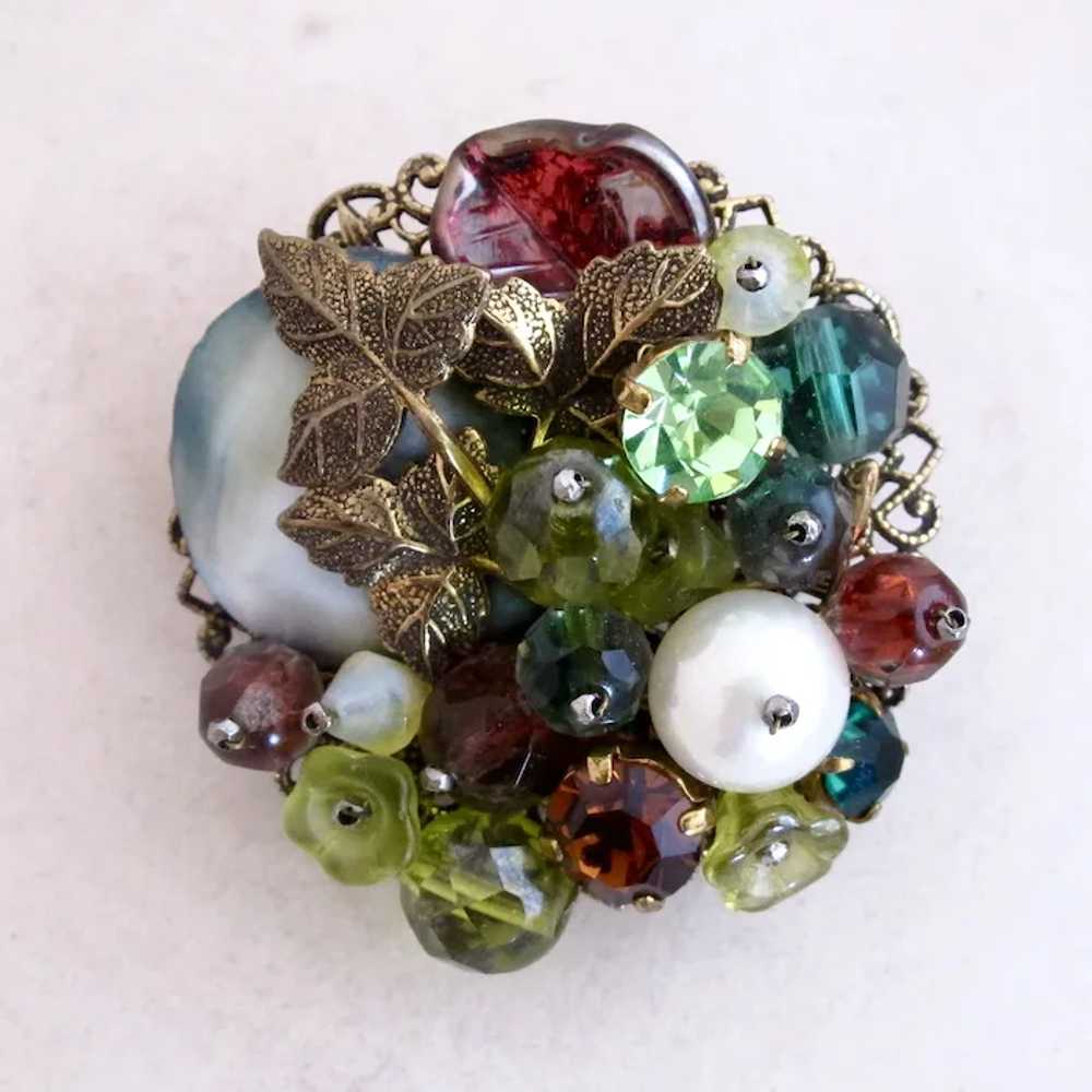 Vintage Haskell Style Art Glass and Bead Brooch - image 8
