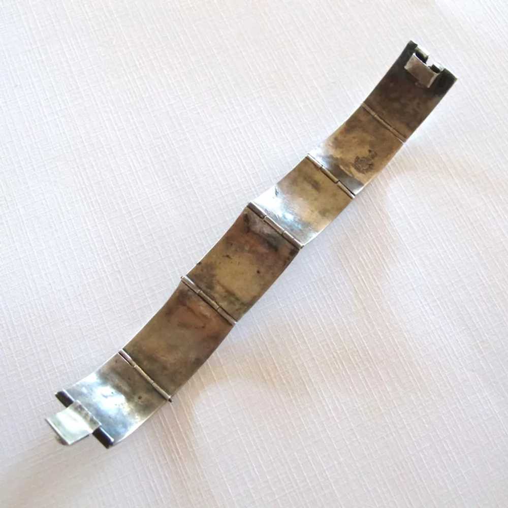 Vintage Sterling Silver Abalone Panel Bracelet - … - image 7