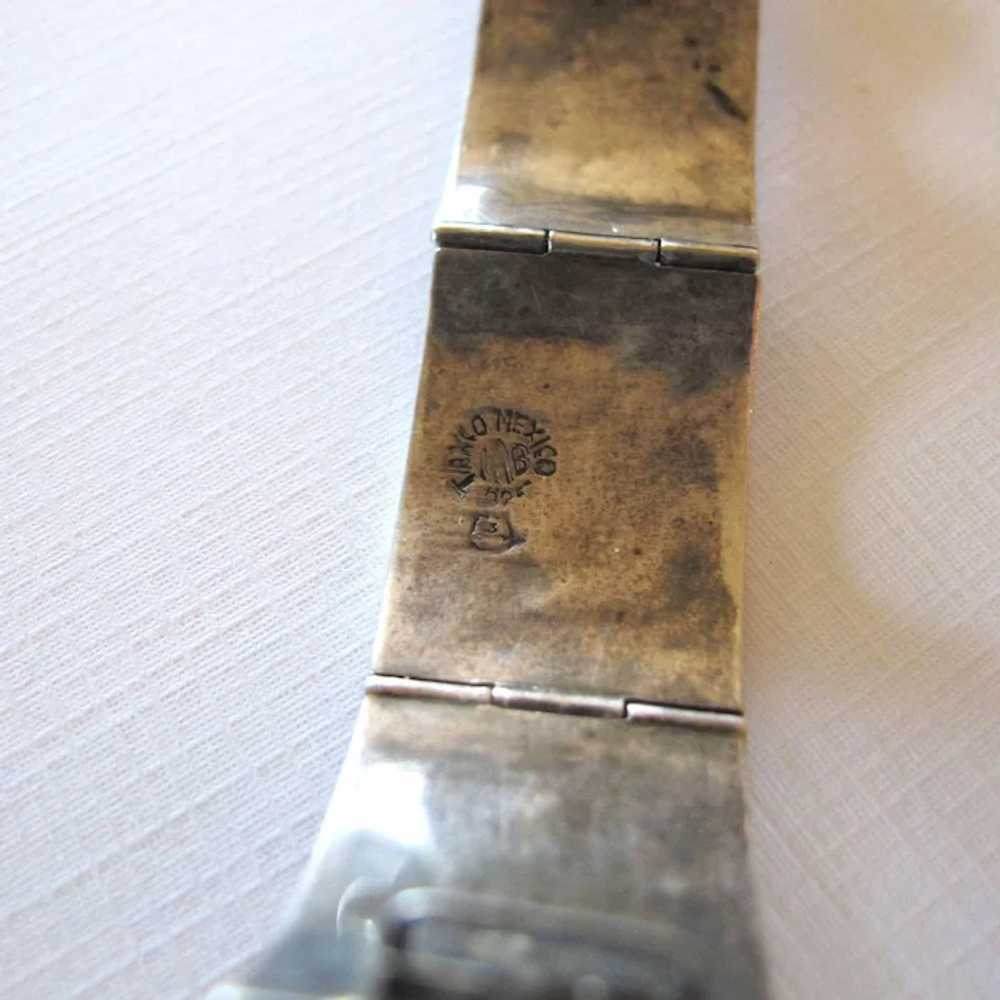 Vintage Sterling Silver Abalone Panel Bracelet - … - image 8