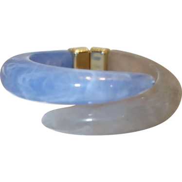 Vintage Marbled Blue and Gray Lucite Bypass Brace… - image 1