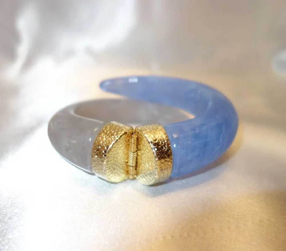 Vintage Marbled Blue and Gray Lucite Bypass Brace… - image 2
