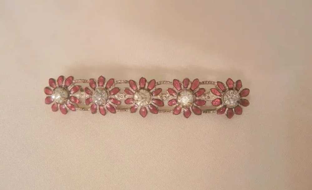 Gorgeous Art Deco clear rhinestone glass red ston… - image 6