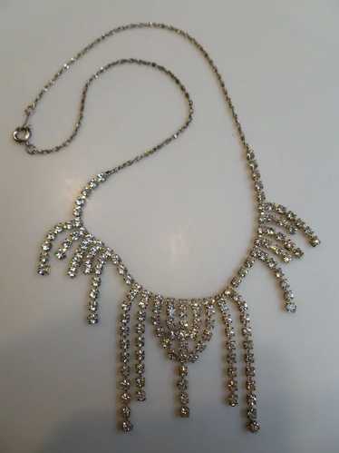 Vintage Rhinestone Chandelier Necklace, Korea