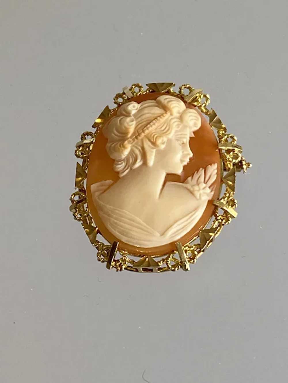 14K Yellow Gold Carnelian Cameo - image 10