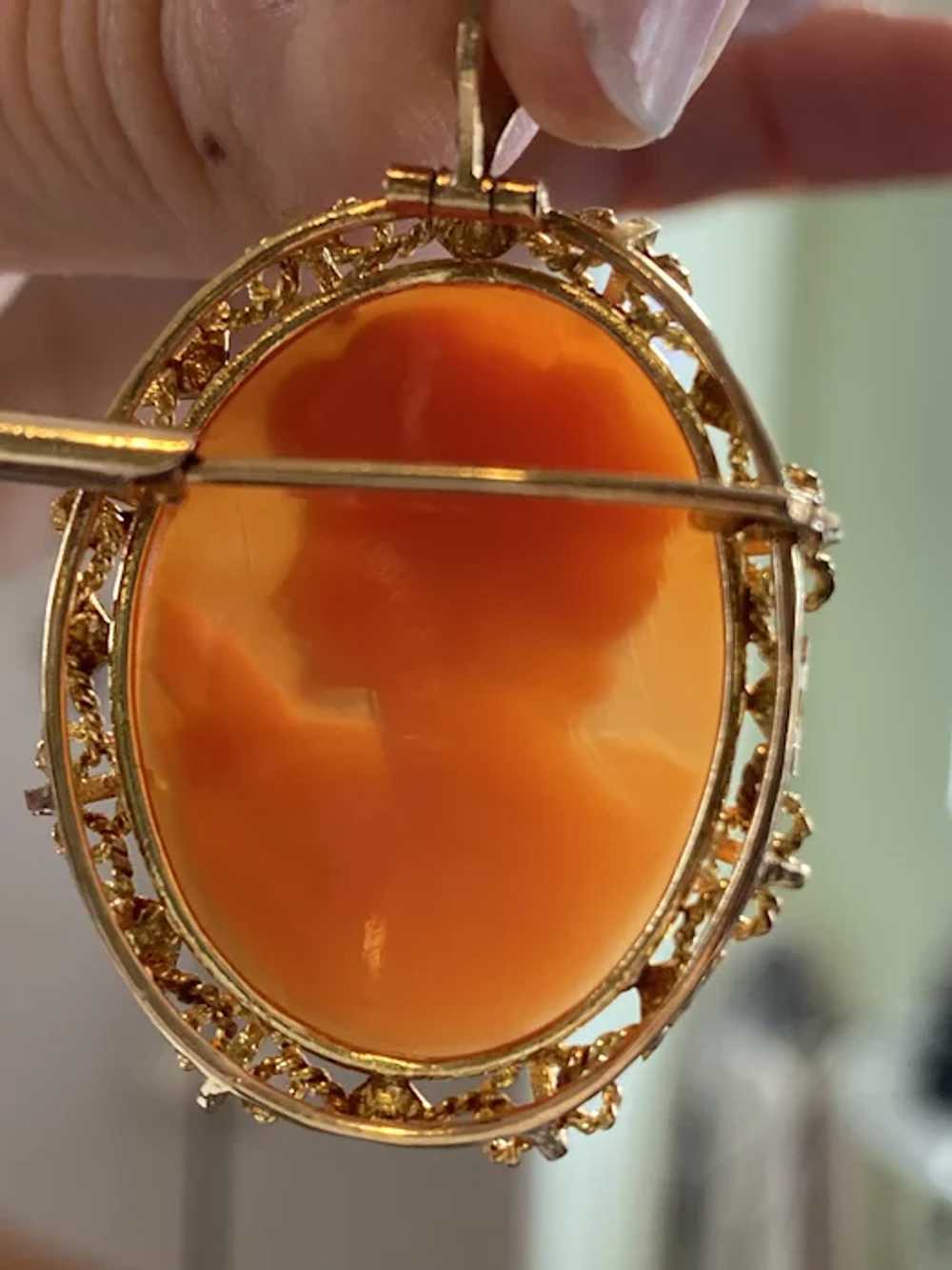 14K Yellow Gold Carnelian Cameo - image 4