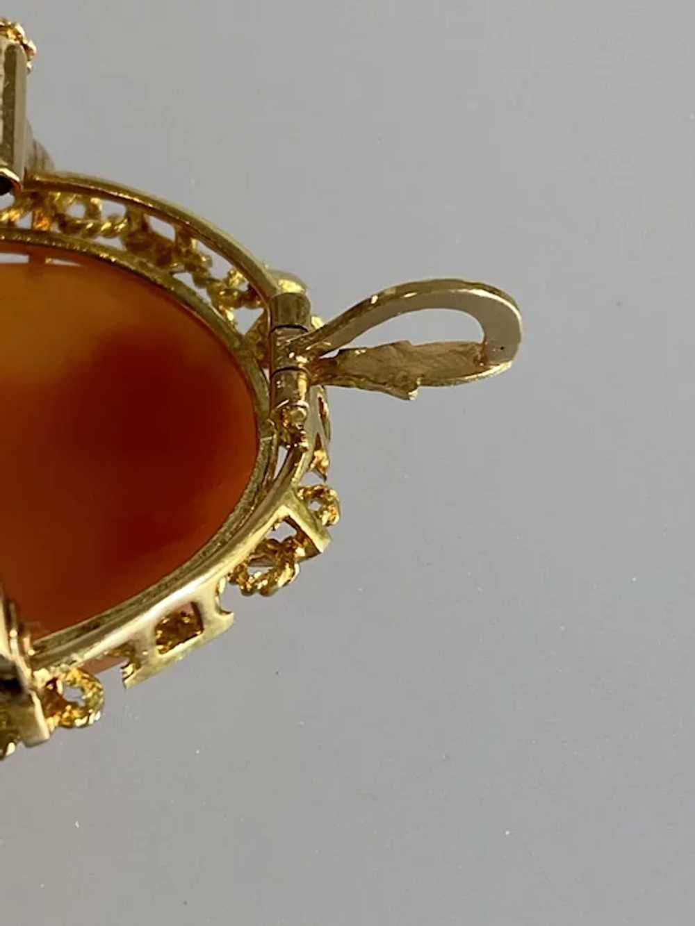 14K Yellow Gold Carnelian Cameo - image 6