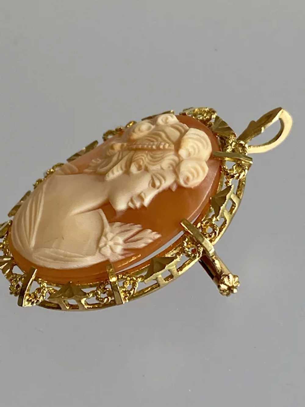 14K Yellow Gold Carnelian Cameo - image 8