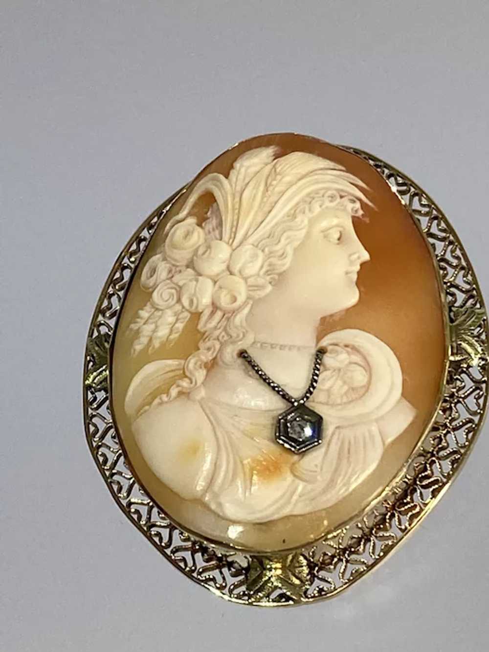 14K Two-Tone Cameo with Pendant - image 10