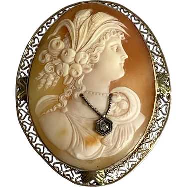 14K Two-Tone Cameo with Pendant - image 1