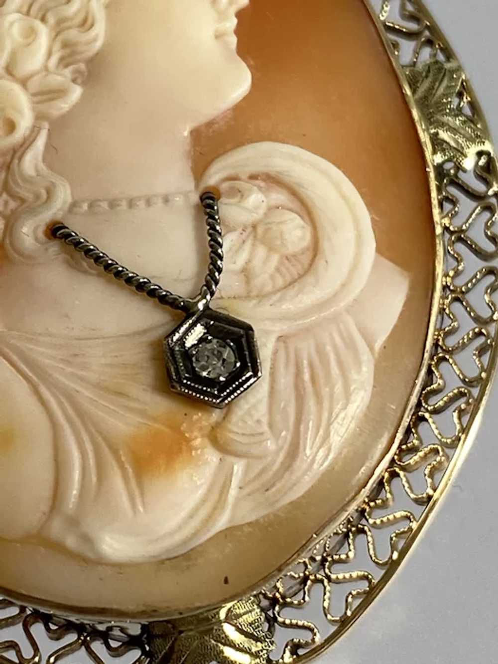 14K Two-Tone Cameo with Pendant - image 3