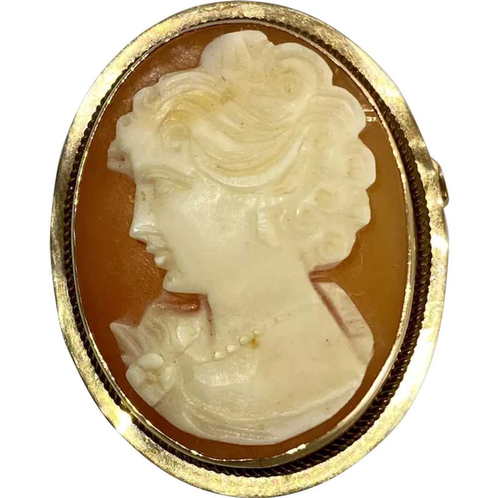 14K Yellow Gold Left Facing Cameo - image 1