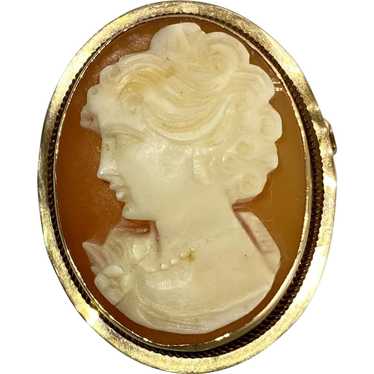 14K Yellow Gold Left Facing Cameo - image 1