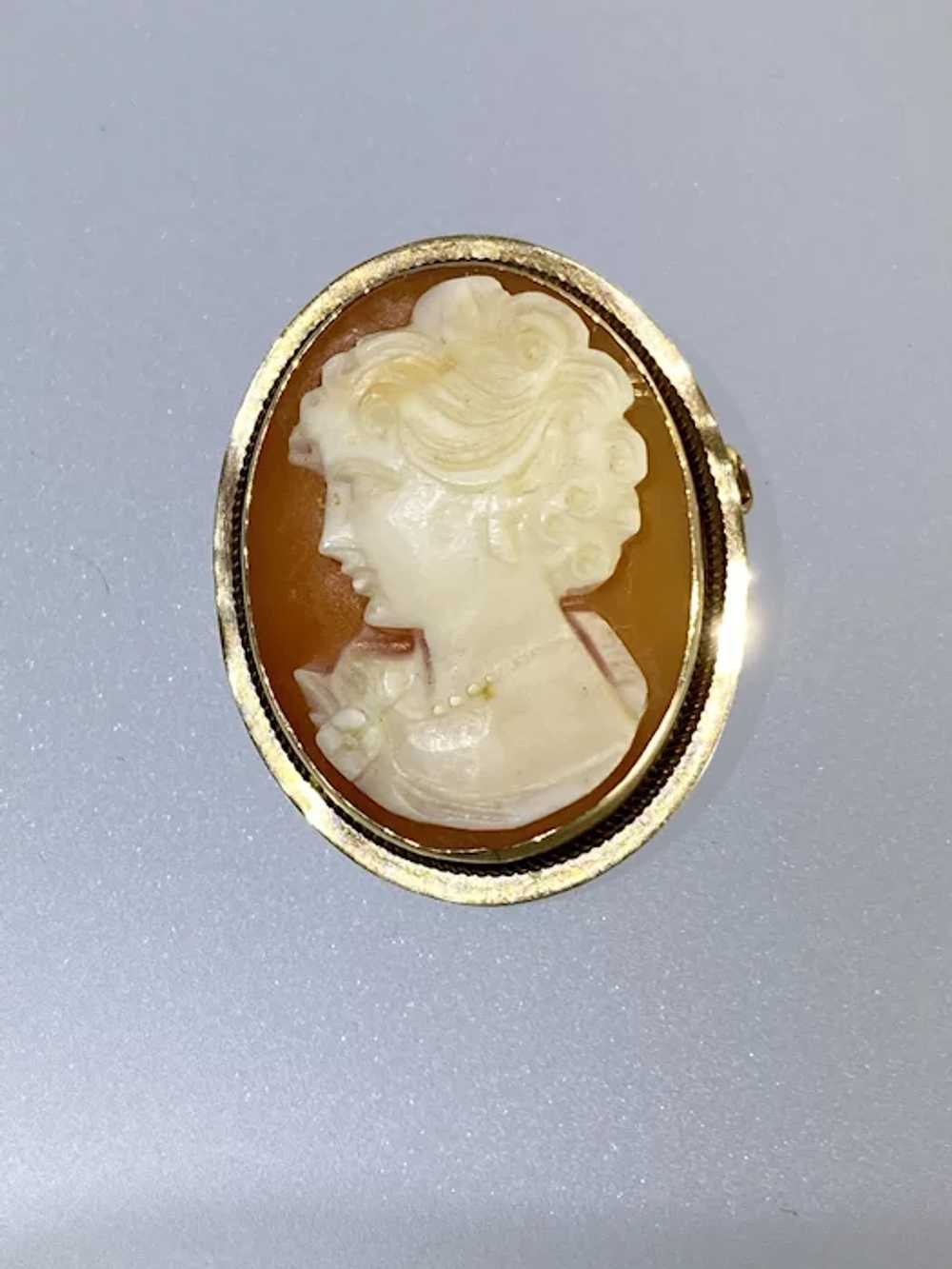 14K Yellow Gold Left Facing Cameo - image 9