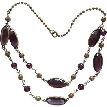 Czech faux amethyst glass necklace - image 1