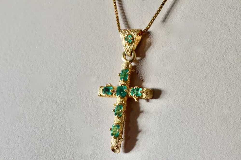 Emerald gold ( 18k) cross, handmade vintage, 1970… - image 10