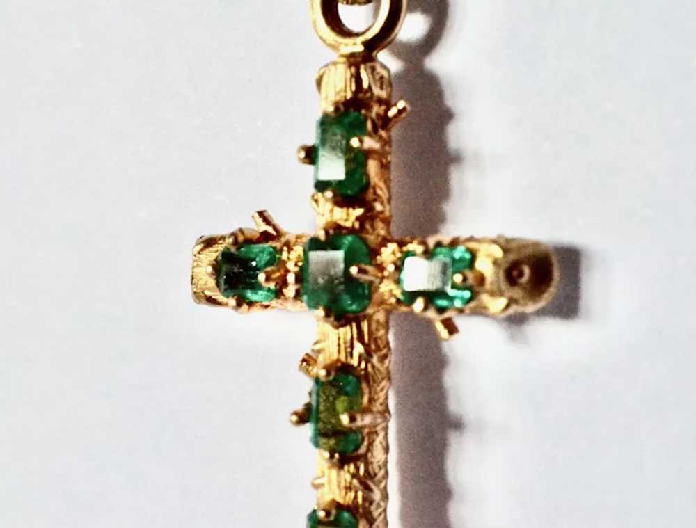 Emerald gold ( 18k) cross, handmade vintage, 1970… - image 3