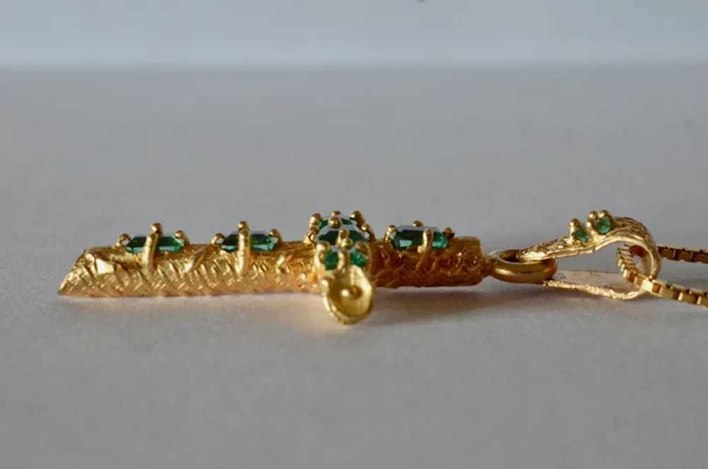 Emerald gold ( 18k) cross, handmade vintage, 1970… - image 4