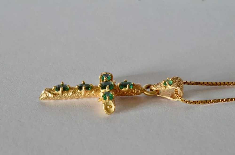 Emerald gold ( 18k) cross, handmade vintage, 1970… - image 5