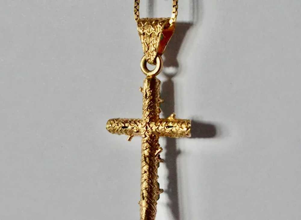 Emerald gold ( 18k) cross, handmade vintage, 1970… - image 6