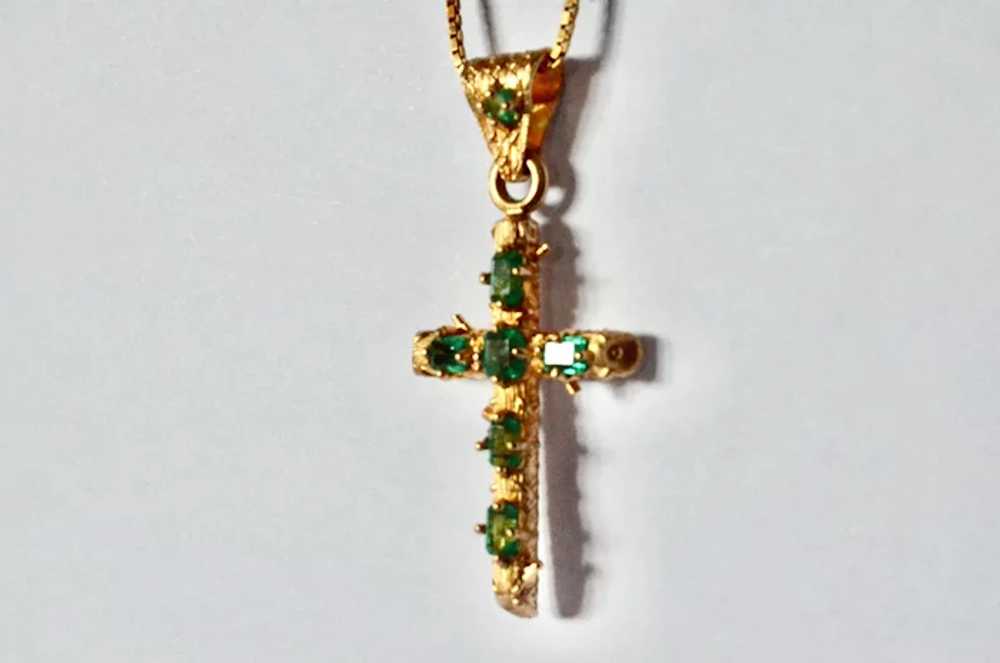 Emerald gold ( 18k) cross, handmade vintage, 1970… - image 8