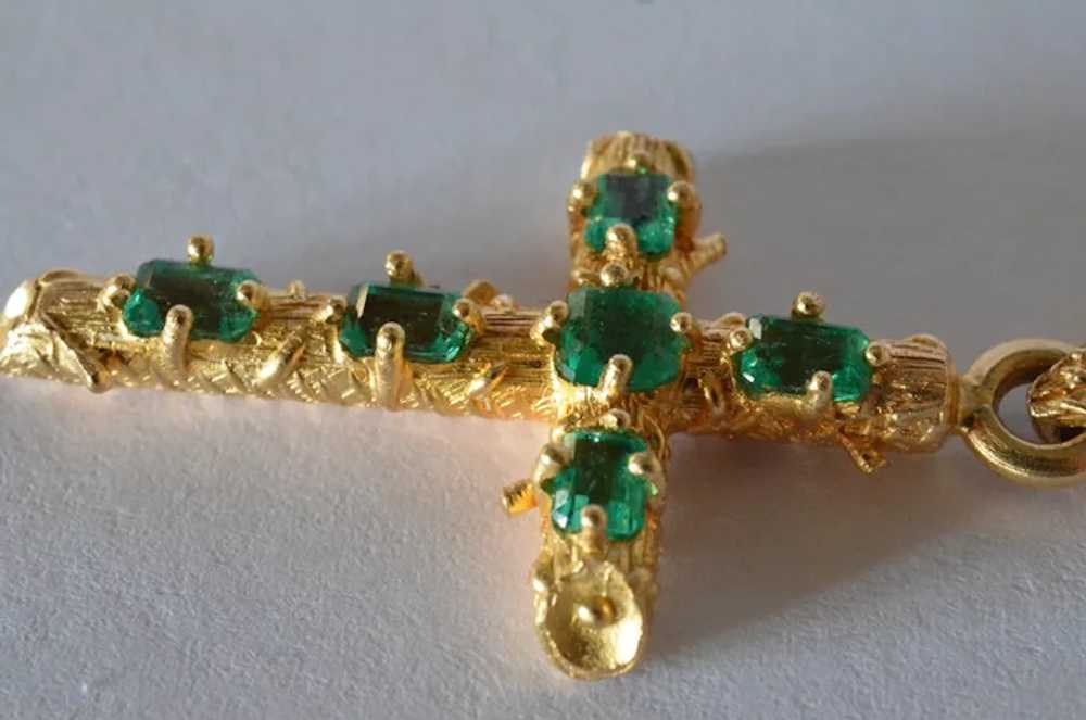 Emerald gold ( 18k) cross, handmade vintage, 1970… - image 9