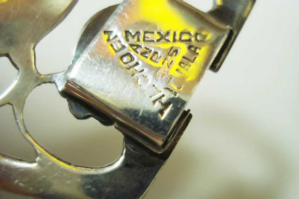 LG Taxco Sterling Foiled Peacock Eye Glass Bracel… - image 9