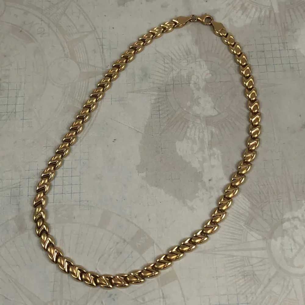 Fancy Gold Link Necklace Italian 10K - image 3