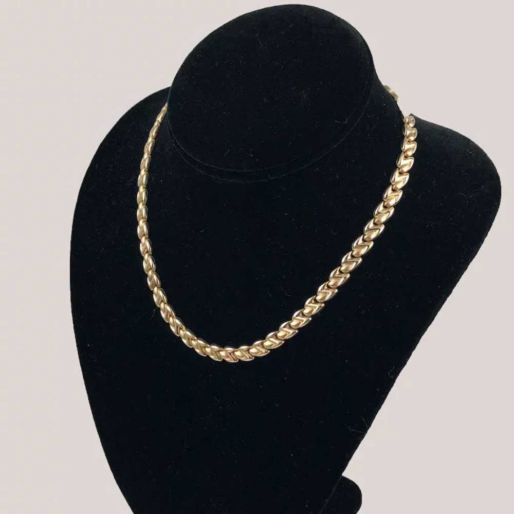 Fancy Gold Link Necklace Italian 10K - image 4
