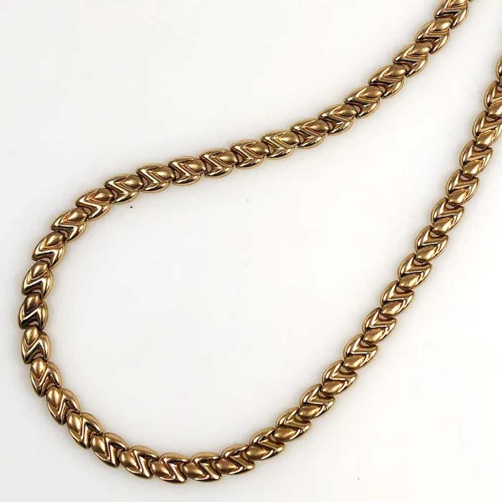 Fancy Gold Link Necklace Italian 10K - image 5