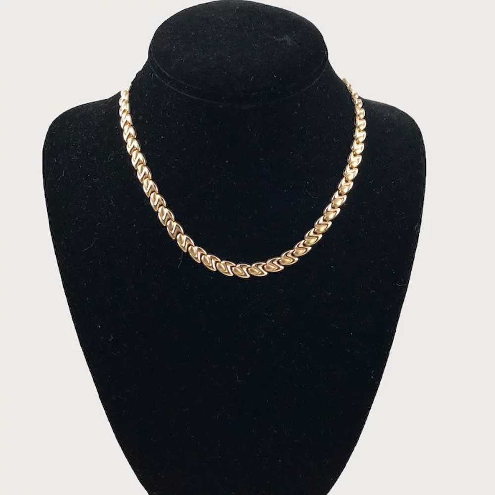 Fancy Gold Link Necklace Italian 10K - image 6
