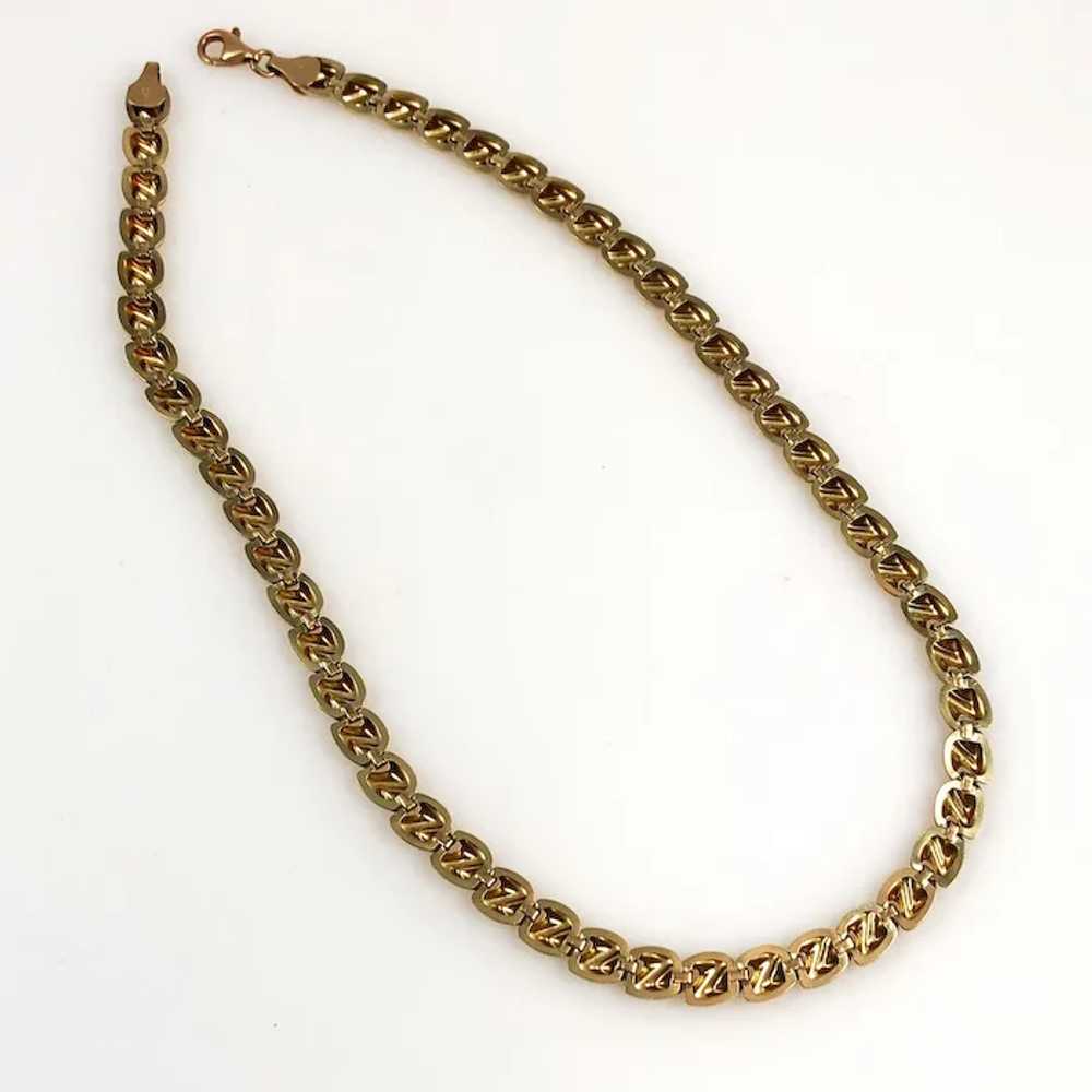 Fancy Gold Link Necklace Italian 10K - image 7
