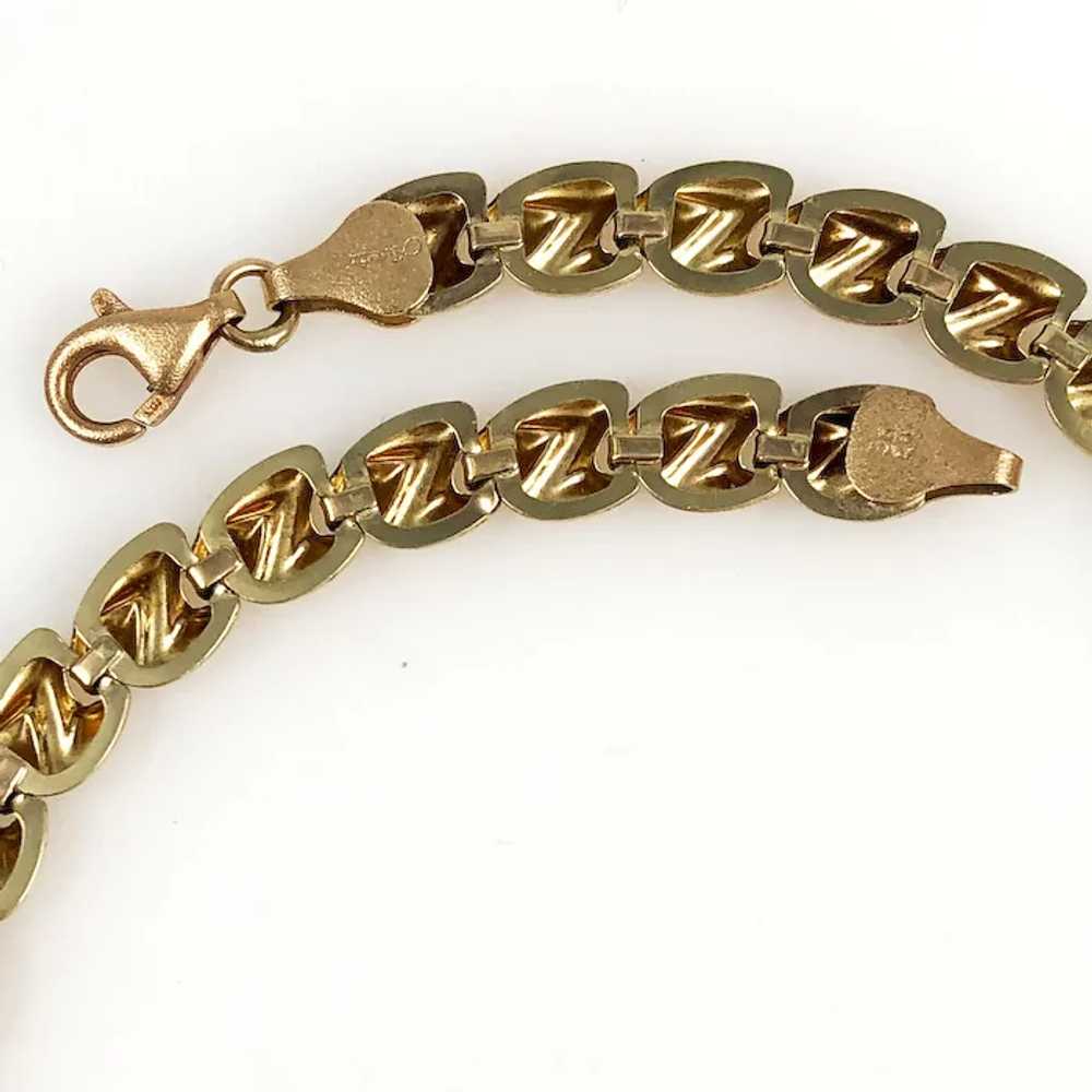Fancy Gold Link Necklace Italian 10K - image 8