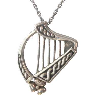 Vintage Sterling Silver Harp Pendant