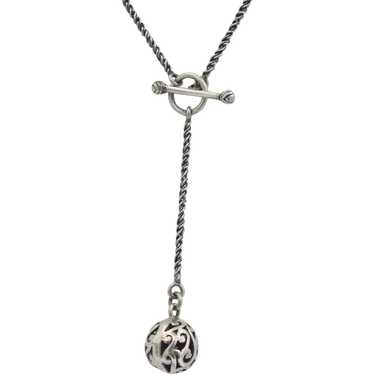 Vintage Sterling Silver Ball with Toggle Necklace - image 1