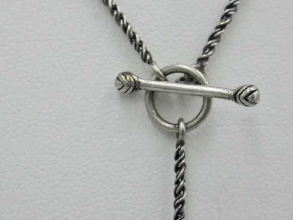 Vintage Sterling Silver Ball with Toggle Necklace - image 4