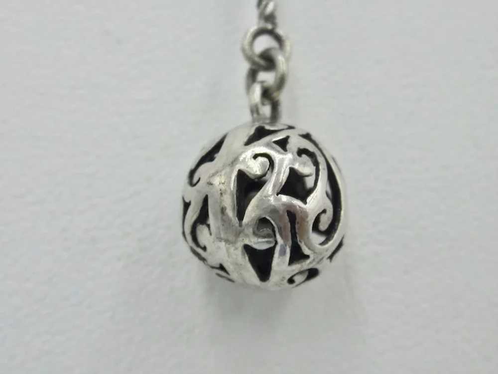 Vintage Sterling Silver Ball with Toggle Necklace - image 5