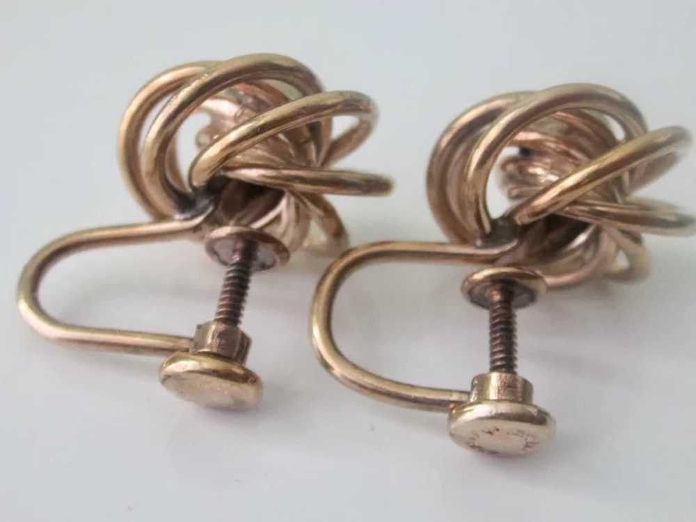 Vintage 12K G.F. Love Knot Screw Back Earrings - image 2