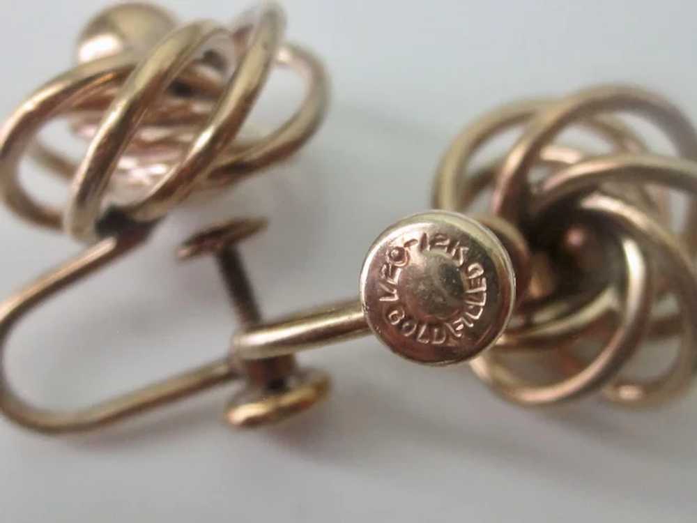 Vintage 12K G.F. Love Knot Screw Back Earrings - image 4