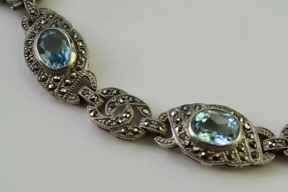 Vintage Sterling Silver Art Deco Lavish Blue Topa… - image 6
