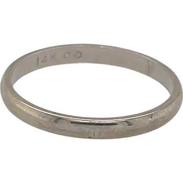 Vintage 14k Plain White Gold Band Ring - image 1