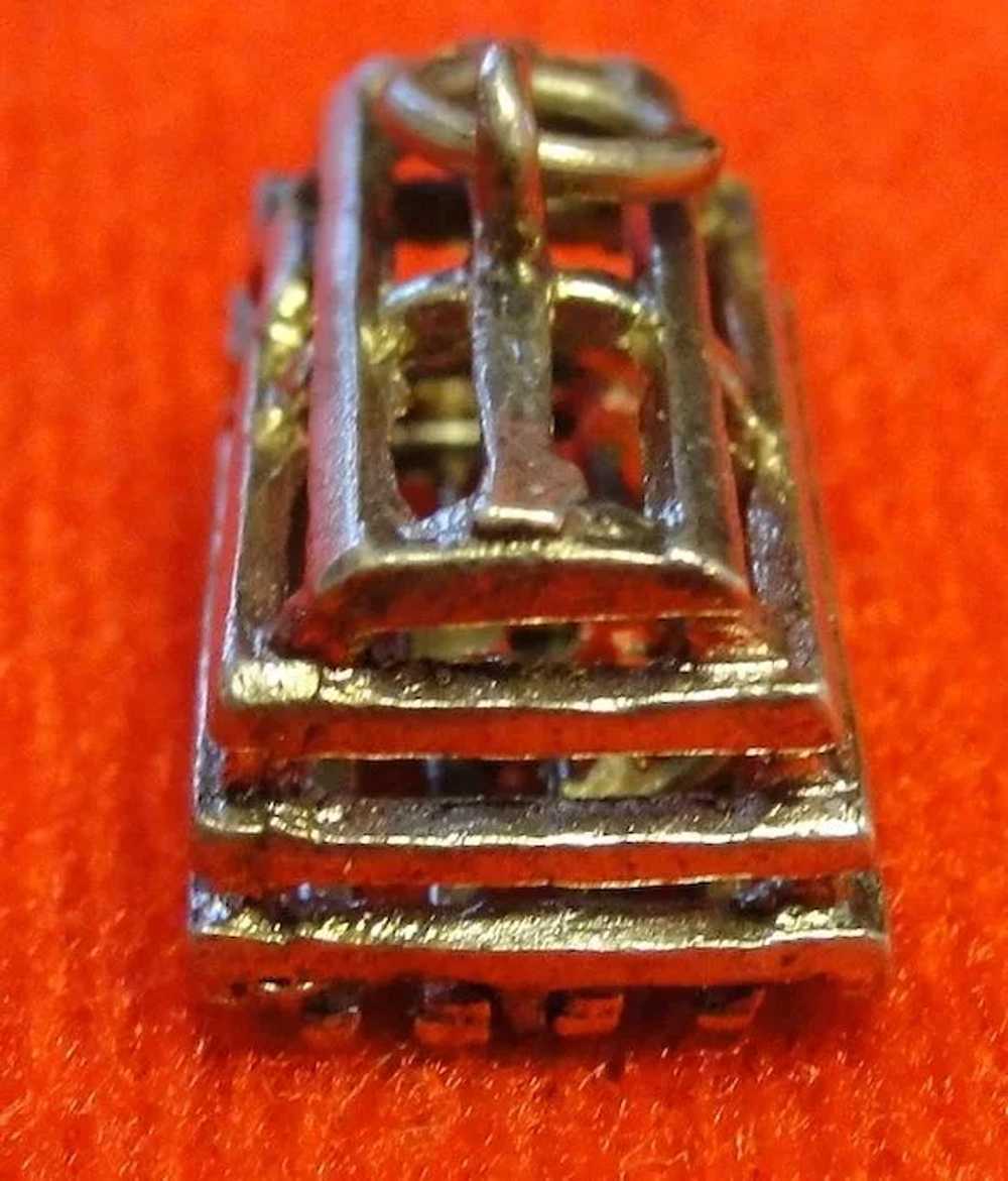 Vintage Sterling Silver Lobster Trap Charm with R… - image 3