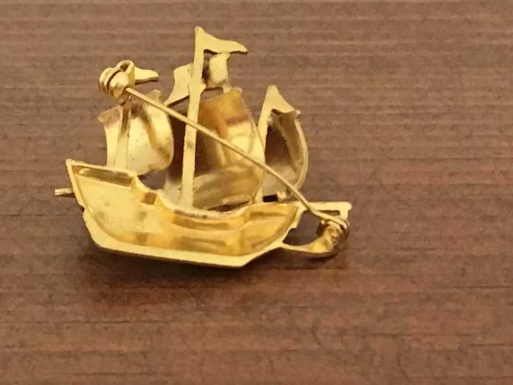 Vintage Galleon Damascene Pin - Made in Spain - image 3