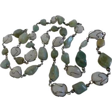 Vintage Caged Jade Stone Necklace