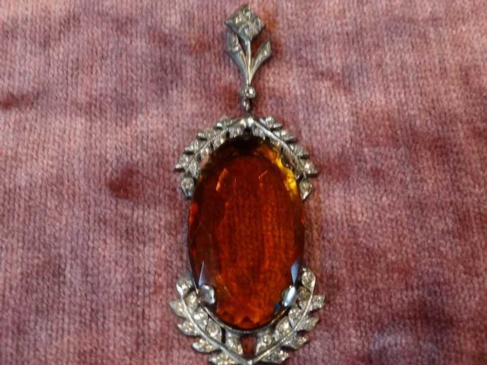 Antique Pendant, Monumental Amber Stone Paste Sto… - image 2