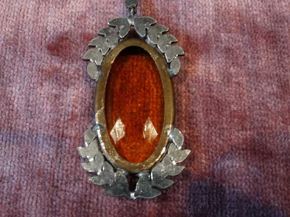 Antique Pendant, Monumental Amber Stone Paste Sto… - image 7