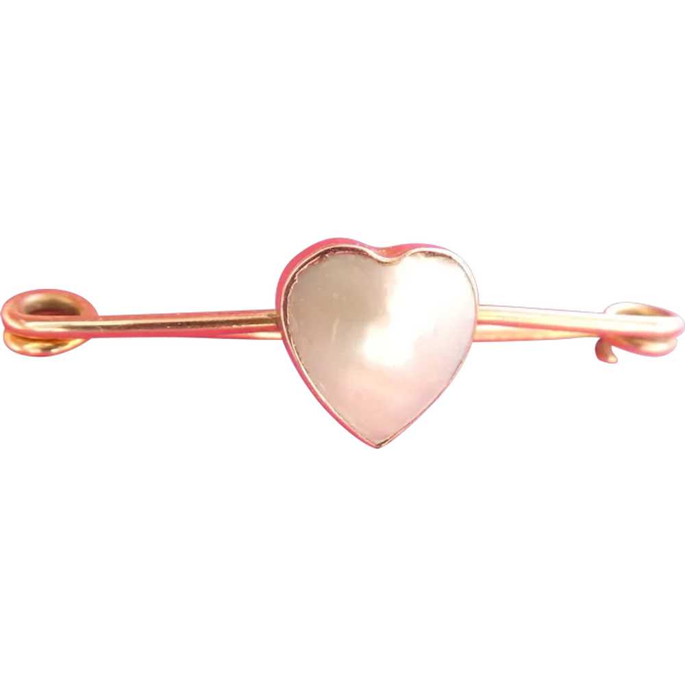 Lovely Antique 9Ct 9K Blister Pearl Heart Pin - image 1