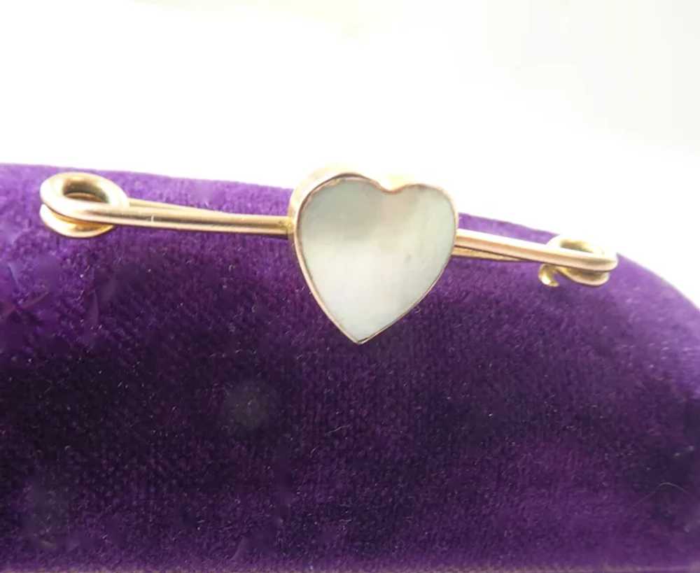 Lovely Antique 9Ct 9K Blister Pearl Heart Pin - image 2