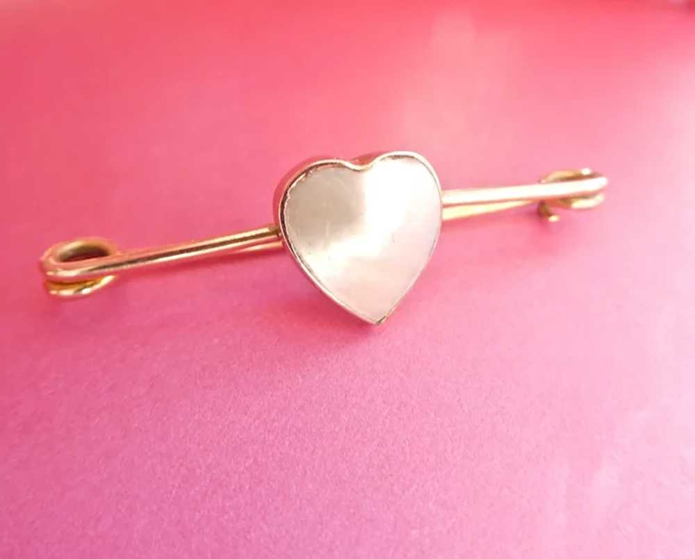 Lovely Antique 9Ct 9K Blister Pearl Heart Pin - image 3