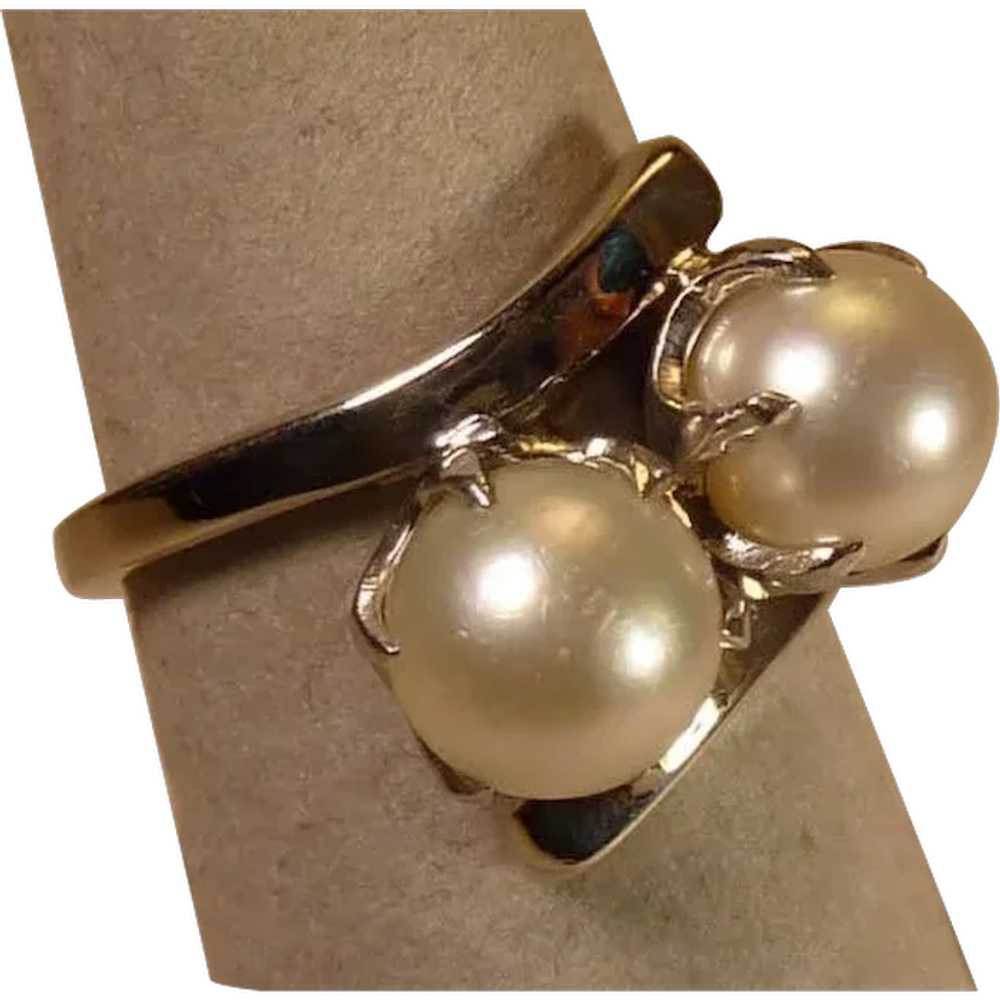 Cultured Pearl Ring set in Palladium - image 1