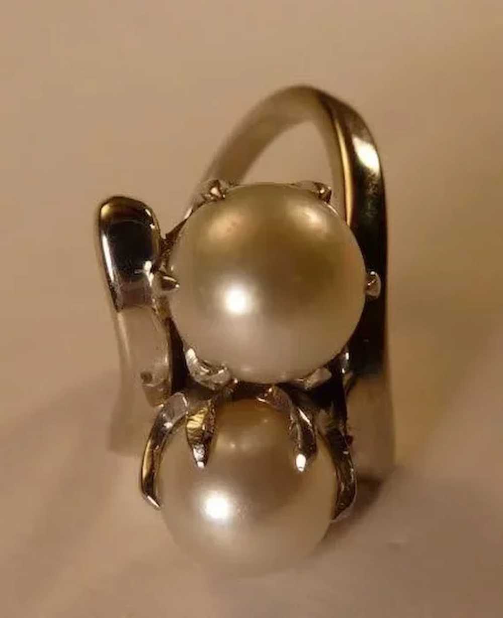 Cultured Pearl Ring set in Palladium - image 2